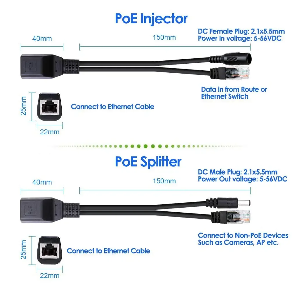 1/3/5/10 Pair POE Cable Passive Power Over Ethernet Adapter Cable POE Splitter Injector Power Supply Module 12v For IP Camera 2