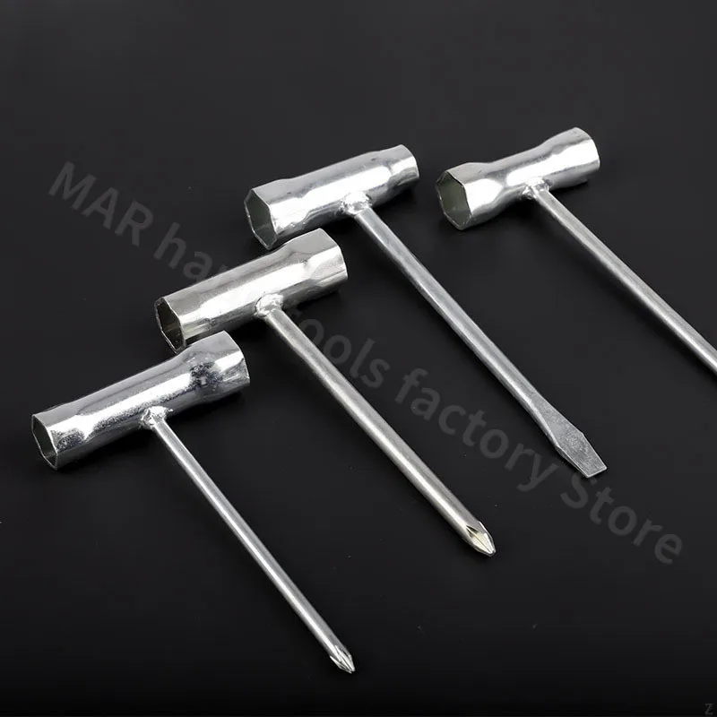 Socket Wrench With Slotted And Phillips Head Spark Plug Tshaped Mini