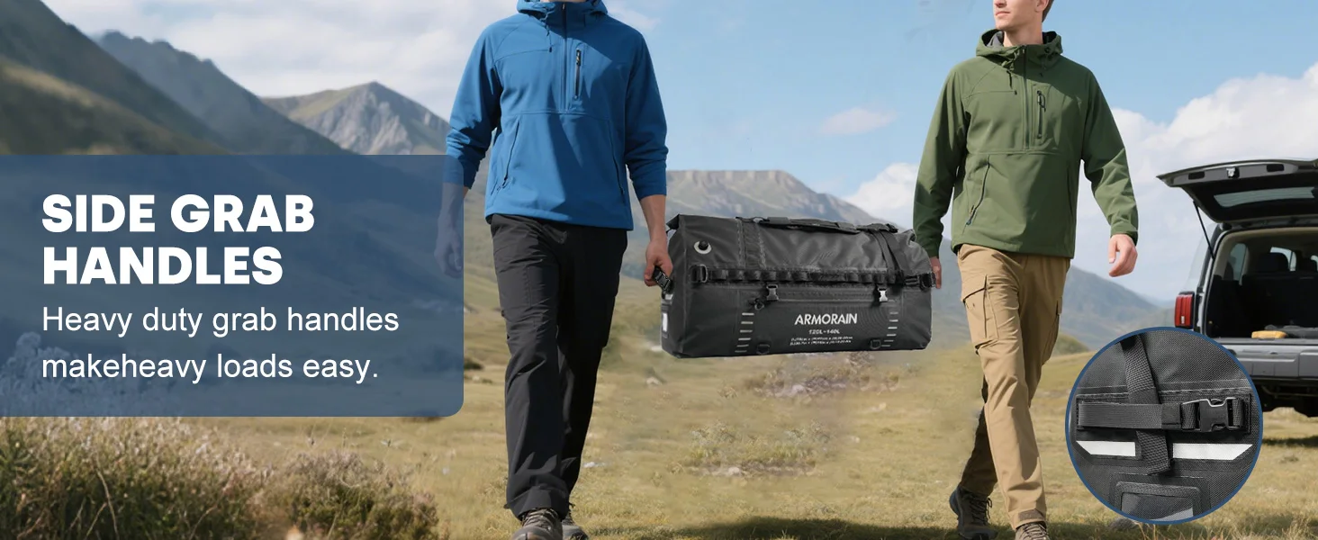 IPX8 Luftdichte Wasserdichte Reisetasche 100L 120L Große Kapazität Reisetasche mit Robustem Aufblasbarem Gurt für Langstreckenreisen – Detail 9