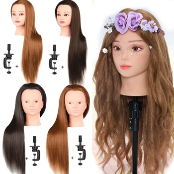 26" Braiding Practice Mannequin Head - Includes 1 Clamp Stand, Ideal for Cosmetology Training & Makeup Styling Practice