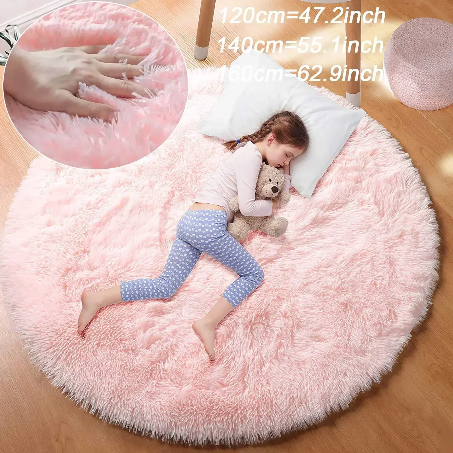 Super Soft Plush Round Rug Mat Fluffy White Carpets For Living Room Home Decor Bedroom Kid Room Decoration Salon Thick Pile Rug 3