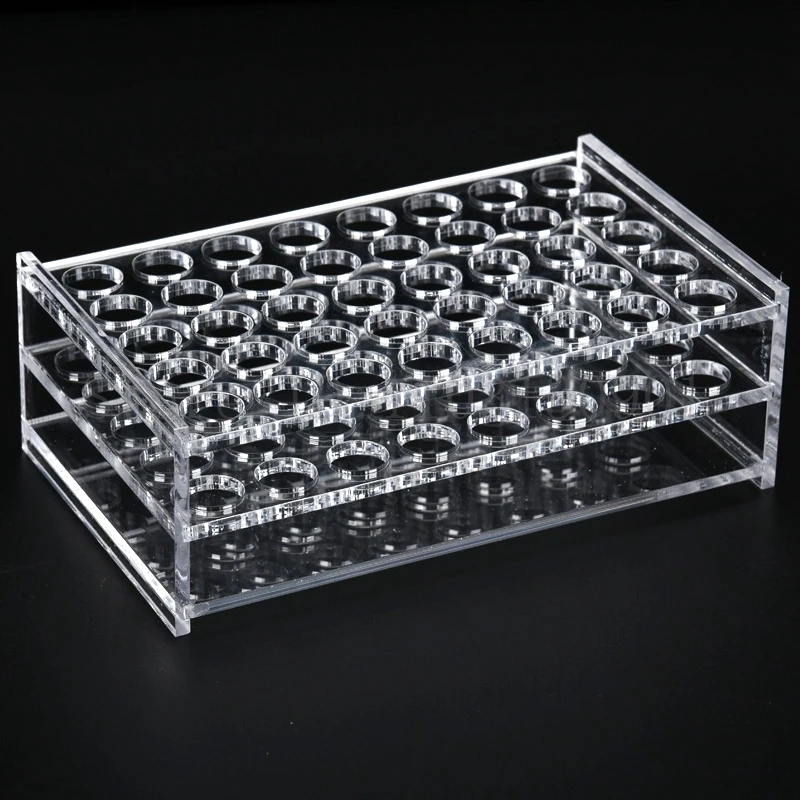 투명한 유기 유리 시험관 랙 구멍 크기, 학교 실험실용 PMMA 시험관 거치대, 13mm, 16mm, 19mm, 21mm, 26mm, 31mm