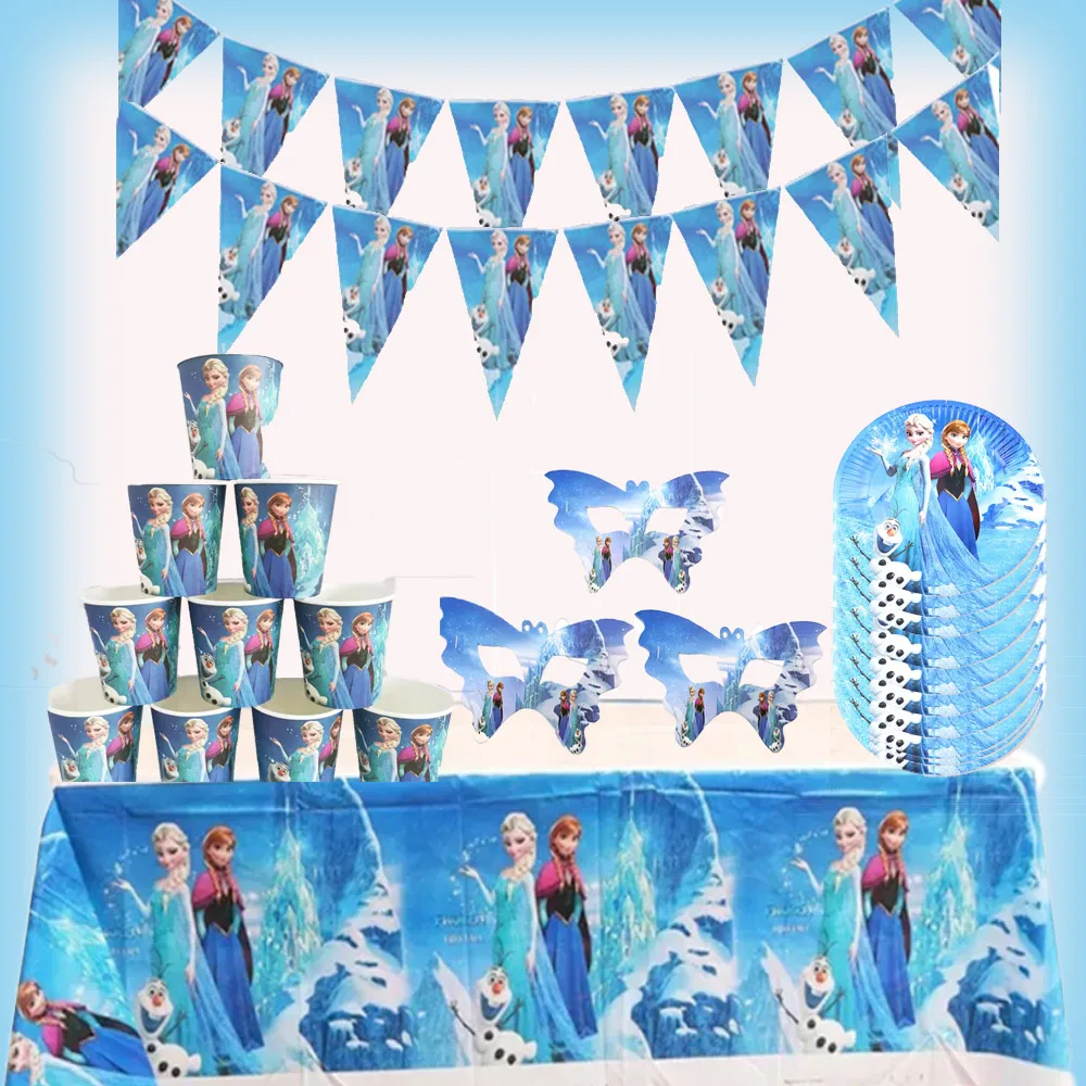 

Anna Elsa Princess Frozen Birthday Party Decorations Children's Disposable Tableware Plates Cups Napkins Balloons Baby Shower Su