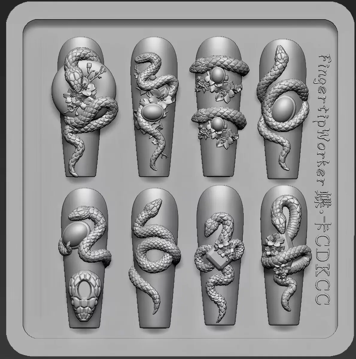 1Pc Snake Rose Skeleton Vintage Bow Flower Window 3D Acrylic Mold Nail Art Decorations  DIY Silicone Nail Templates Nail Mold