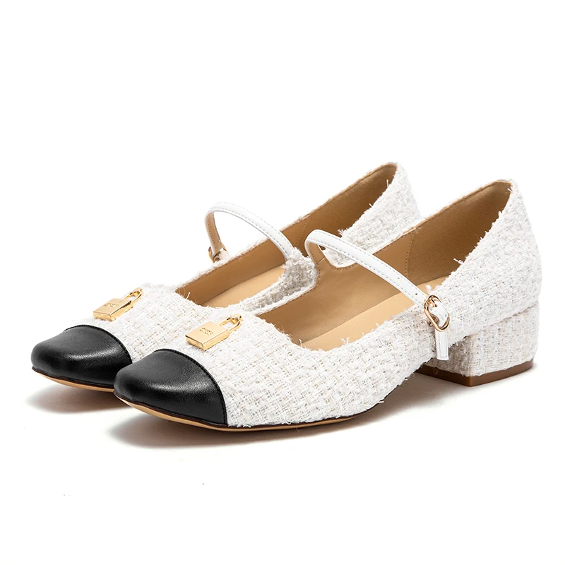 حذاء CHCH نسائي بكعب عالٍ جديد بكعب منخفض حذاء كاج...