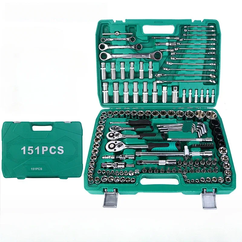 151 pieces auto repair set car hardware tool combination home auto repair hex socket set Chrome vanadium steel socket wrench - Image 5