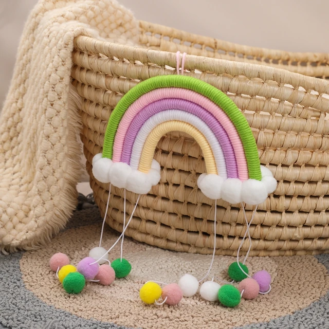Nordic Style Newborn Cloud Rainbow Raindrop Wall Hangings Decorations Toys for Kids Baby Bed Tent Handmade Crib Toys Room Decor 2