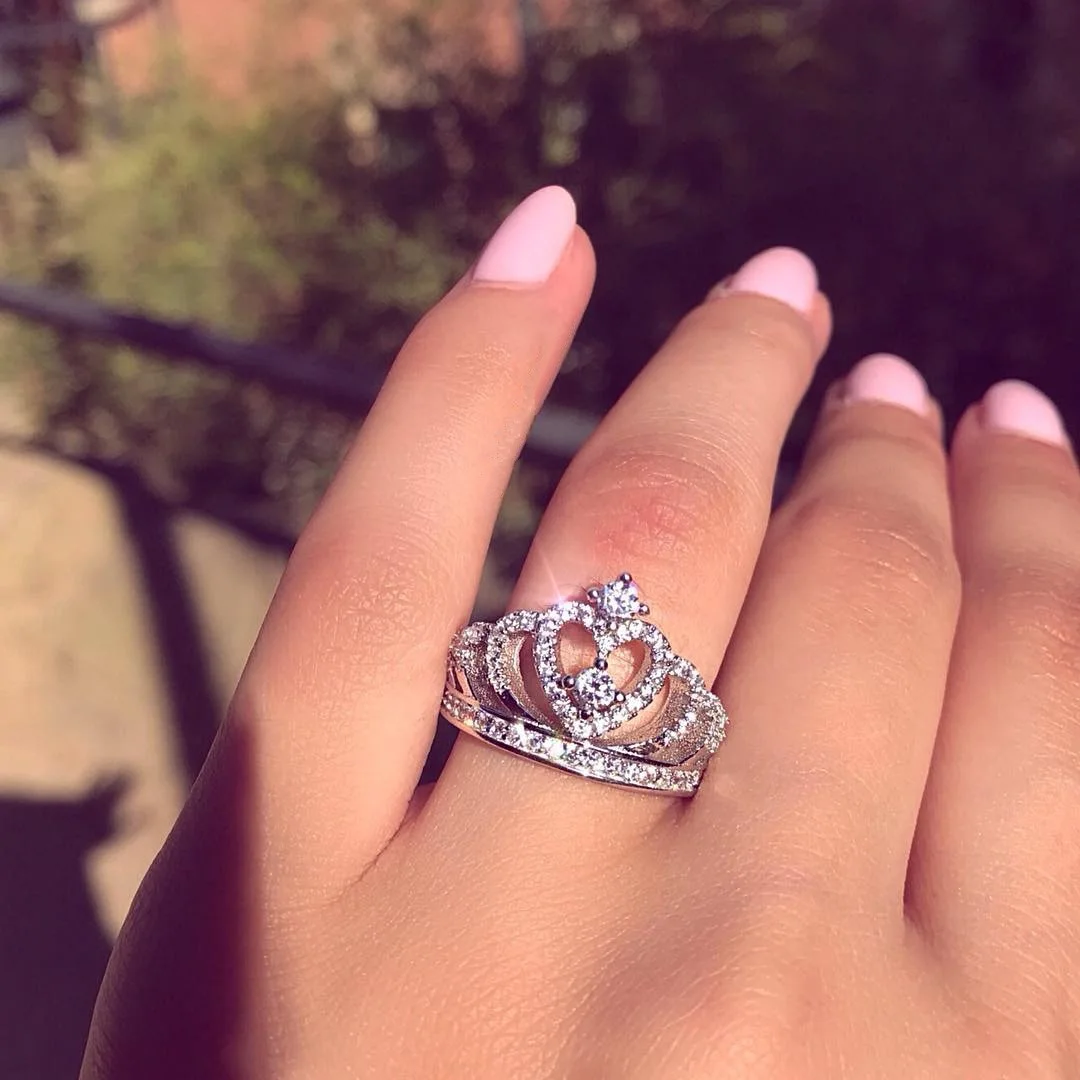 

Milangirl Luxury Crown Zirconia Zircon Ring Women's Wedding Party Crystal Ring Jewelry wedding rings for womenMilangirl Luxury C