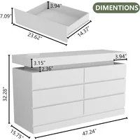 6 Drawer Dresser with Power Outlet, Dresser with LED Light, Chest of Drawers for Closet, Double Wide Drawer Organizer Cabinet 2