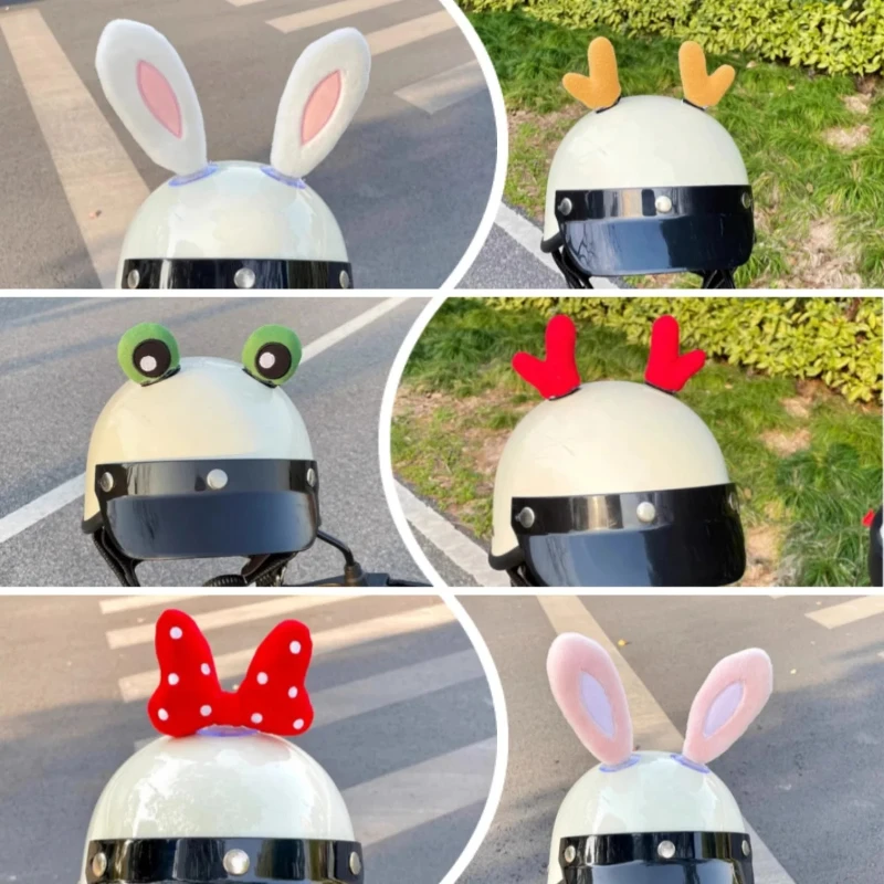 ウサギの耳が付いているオートバイのヘルメット,猫の耳,パンの