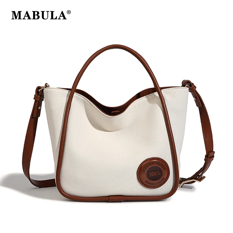 

MABULA Basket Handbags for Women Designer Luxury High Quality Leather Tote Bags 2023 Simple Ladies Crossbody Hand Purse