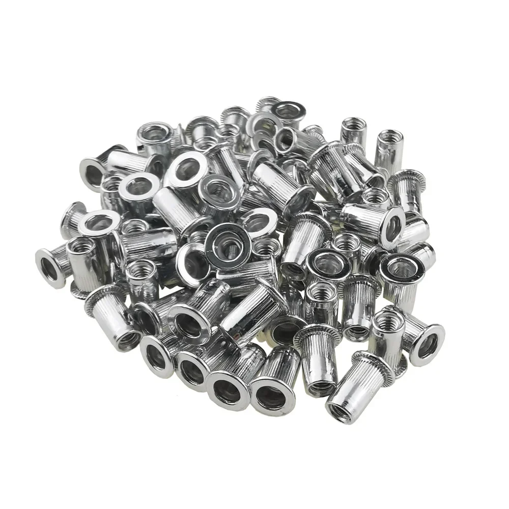 ALLSOME 300Pcs Aluminum Alloy Rivet Nut Flat Head Threaded Rivet Insert Nut Insert Reveting M3 M4 M5 M6 M8 M10 M12 HT2773