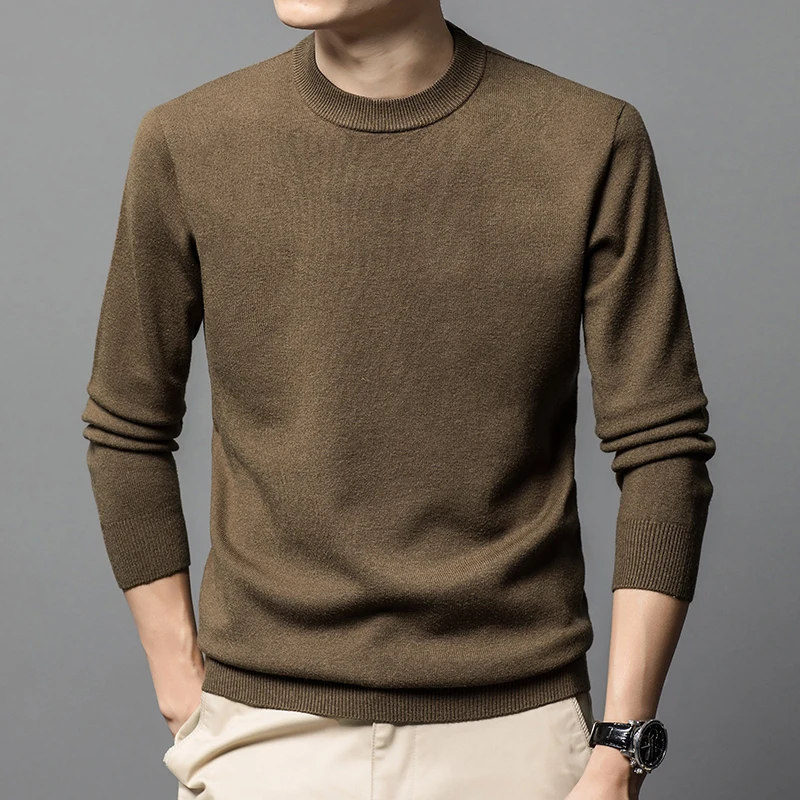 2023 Thickened Sweater Men's Autumn/Winter Underwear Korean Fit Round Neck Warm Knitted Shirt Thread Shirt Fashion Pullover