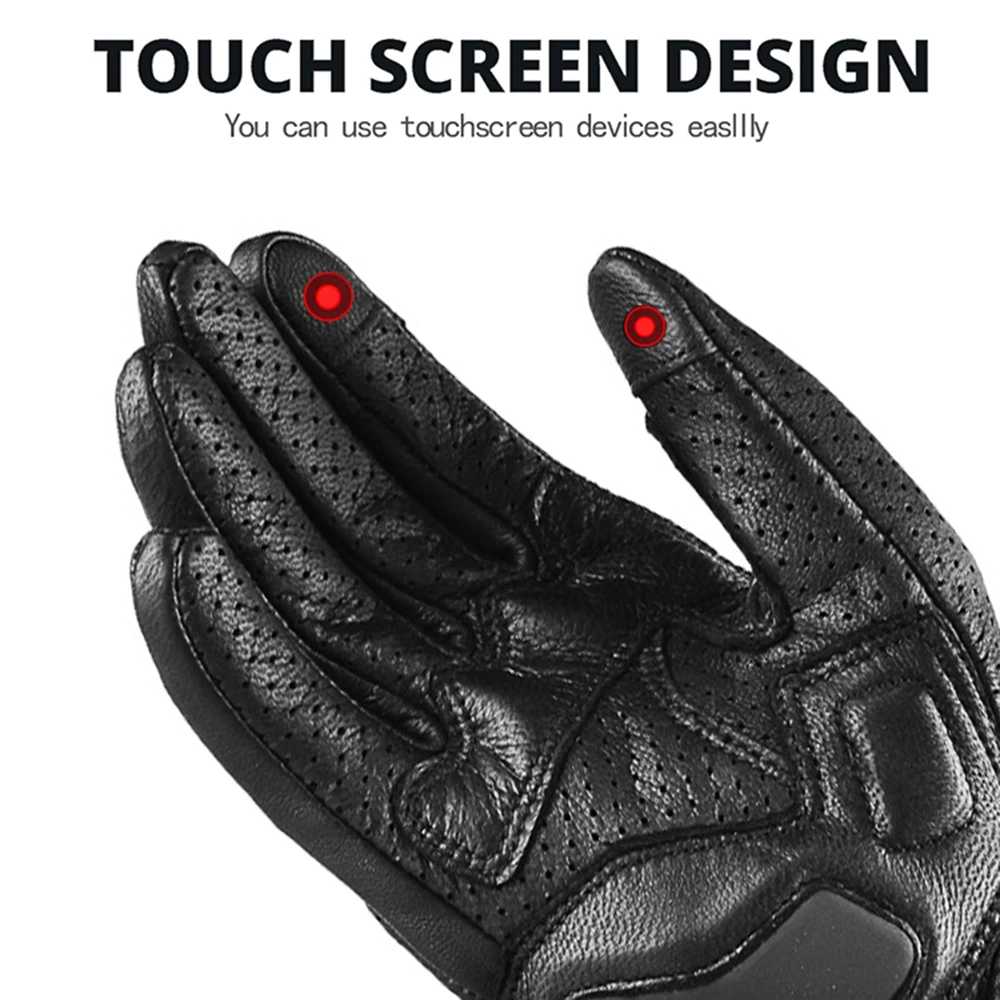 Premium Leather Touchscreen Motorcycle Gloves - Unisex Motocross Riding Gear