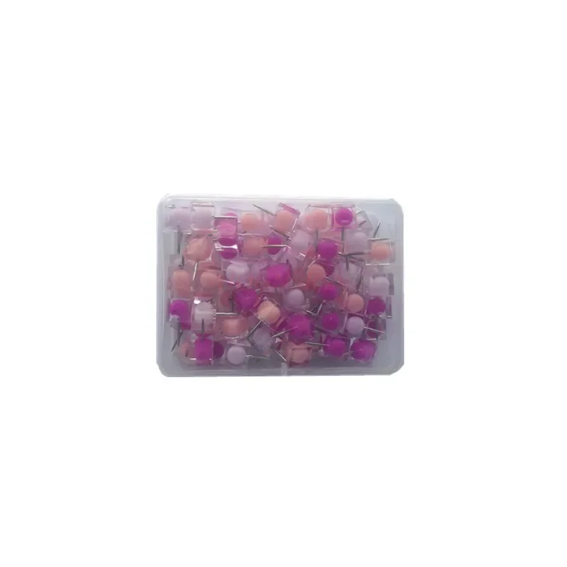 80pcs 색상 투명 창조적 인 장식 코르크 사진 벽 푸시 핀 사각형 헤드 사각형 I-네일 퍼플 파우더 3 색 혼합물