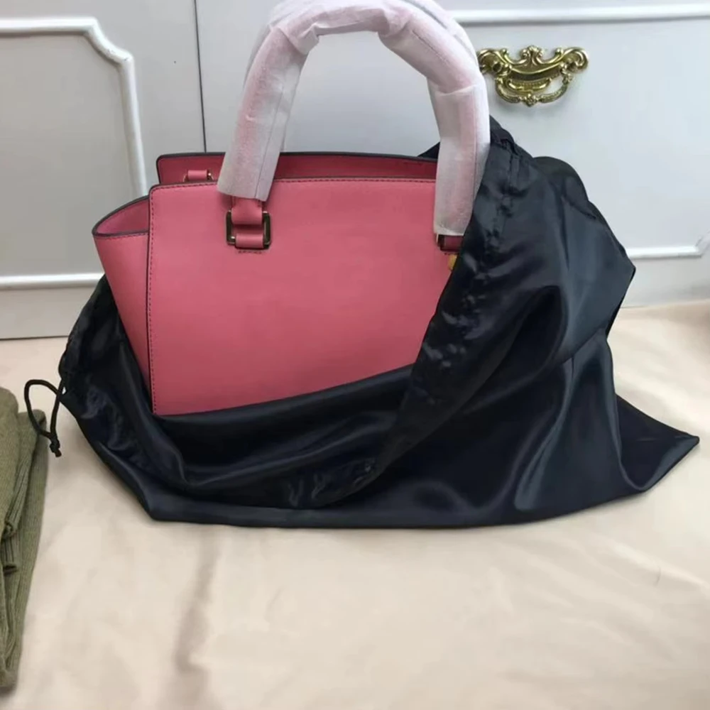 S/M/L/XL/XXL Schwarzes Seidenmaterial Kordelzug Aufbewahrungstasche Schuhe Handtasche Perückenstaub Kordelzug Verpackungsbeutel Kann aufgedruckt werden Logo – Detail 5