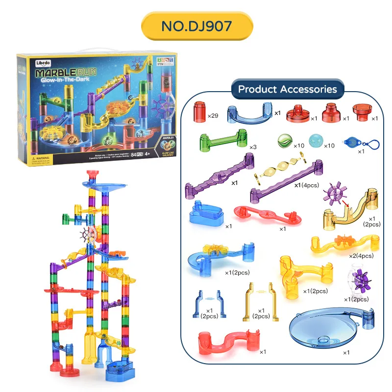 Marble Running Suit Children's Maze Building Block Puzzle Assembly Transparent Track Marble Parent-child Building Block Set