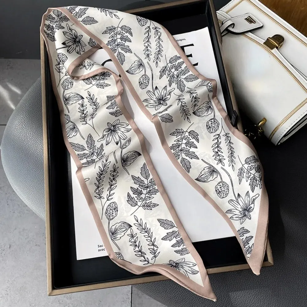 Printed Scarf Fashion Print Hair Ribbon Scarf Women Neck Tie Bag Silk Skinny Headscarves Ladies Foulard Floral Bands