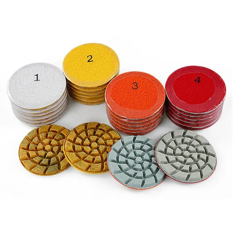 

4PCS/Set 4Inch 100mm Diamond Polishing Pads For Granite Concrete Floor Marble Stone 4 Seps Grinding Discs Wet Use Abrasive Tools