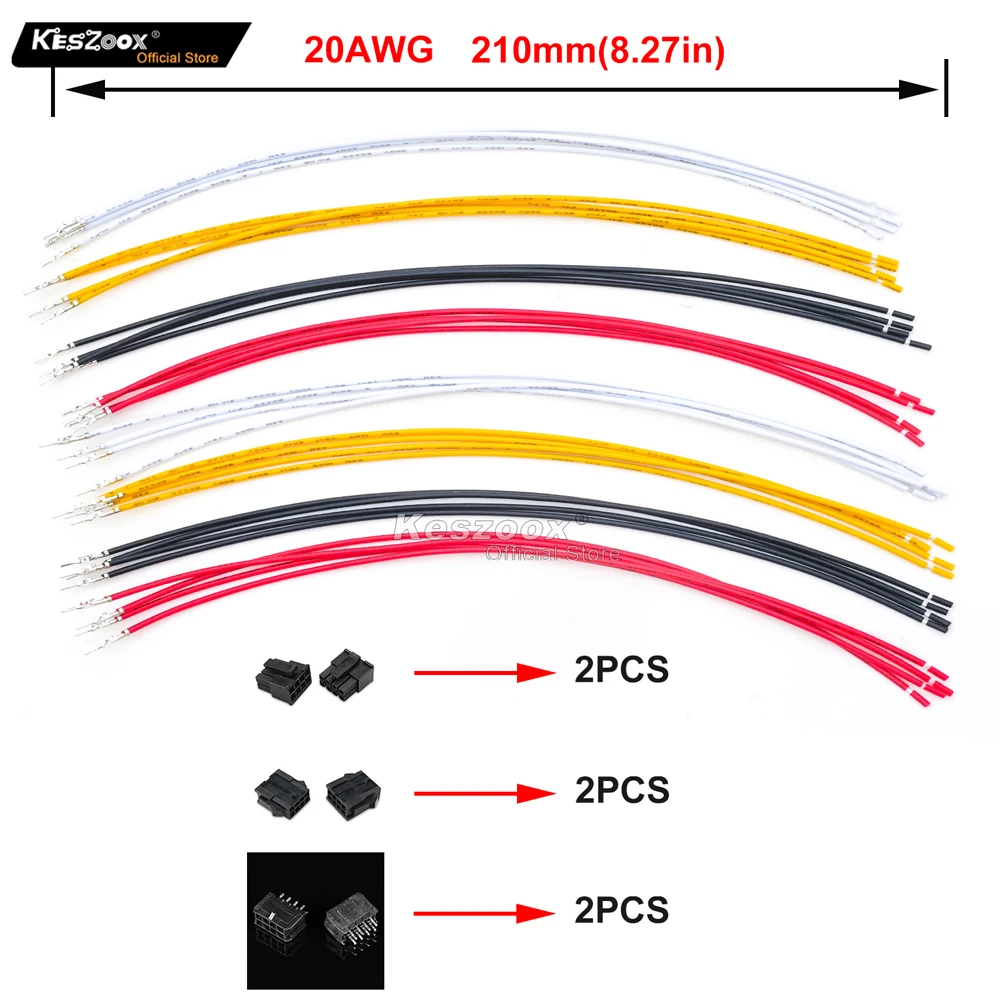 Molex 3,0-mm-Anschlussbuchsen-Set von Keszoox, 43025/43020-0800-Serie, männlich und weiblich, 2 Sätze, 8-polig, 210 mm vorgekrimpte Drähte – Detail 8