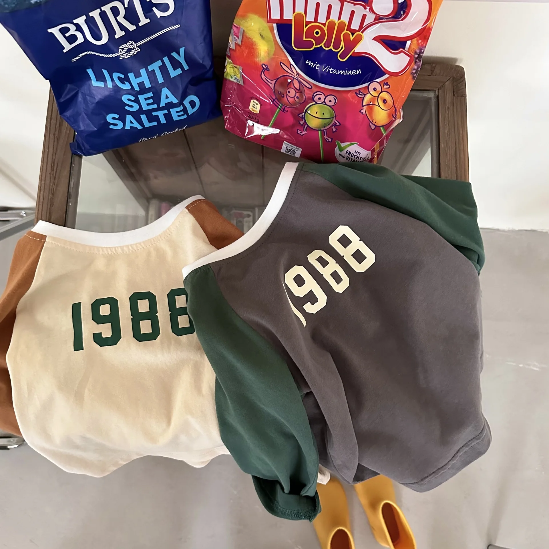 Children&s T-shirt 2023 Spring New Boys and Girls Contrast Color Digital T-shirt Baby round Neck Pullover Base