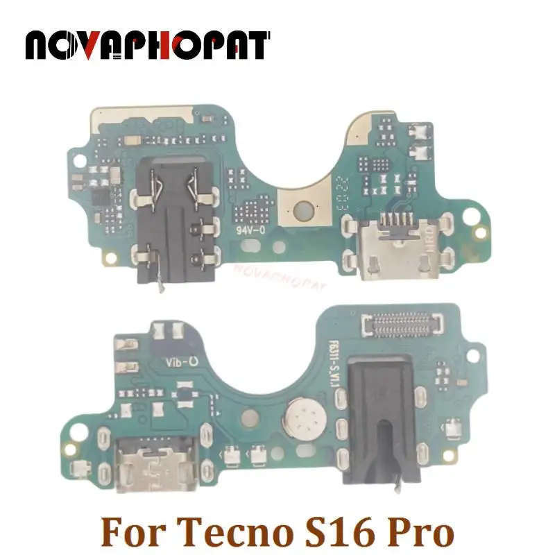 

Novaphopat For Tecno S16 Pro USB Dock Charger Port Plug Headphone Audio Jack Microphone MIC Flex Cable Charging Board