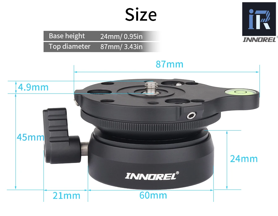 innorel tripé cabeça nivelamento base de nível horizontal plataforma ajuste para profissional fotografia câmera gravador vídeo