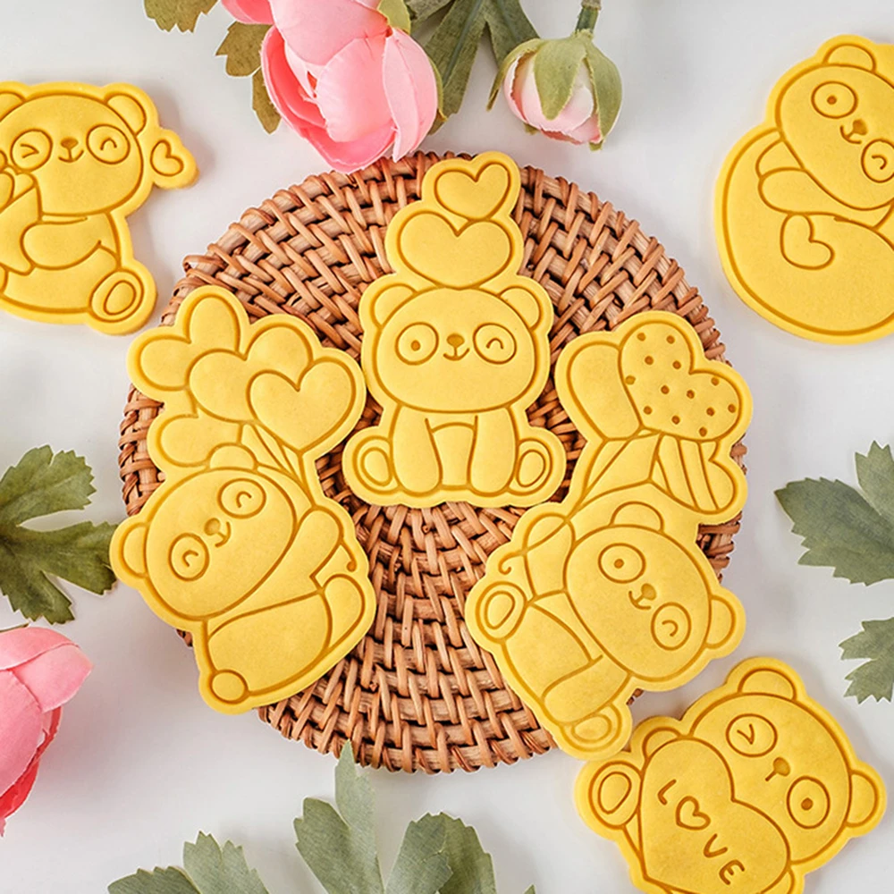 Cartoon Panda Valentine's Day Cookie Mold Biscuit Cake Decorating Baking Tools