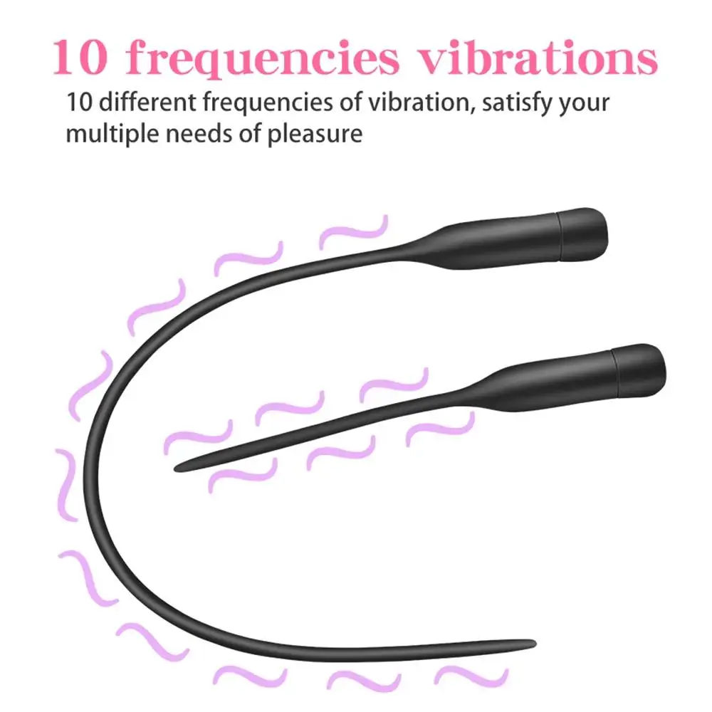 Rechargeable Penis Sounding Urethral Vibrator 10 Frequency Powerful Vibrating SM Masturbation Products Rod Plug Urethra Urethral