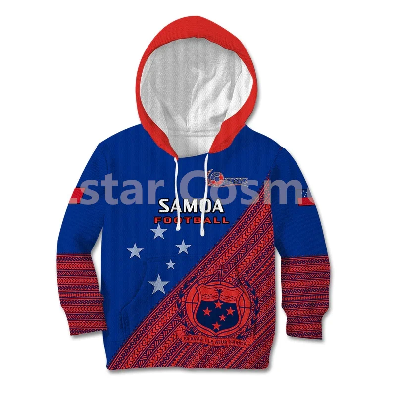 

Samoa Football Kid Hoodie Samoan Coat Of Arm Polynesian Sporty Style 3d printed Hoodies kids Pullover boy For Girl