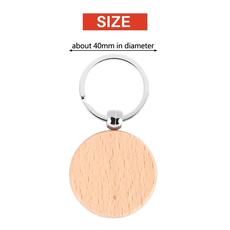 

40Pcs Blank Round Wooden Key Chain Diy Wood Keychains Key Tags Can Engrave Diy Gifts
