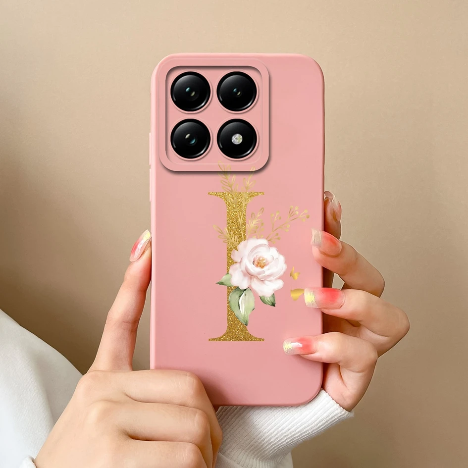 Liquid Soft Silicone Bumper - Pretty Flower Letter Design Anti-Drop Phone Case