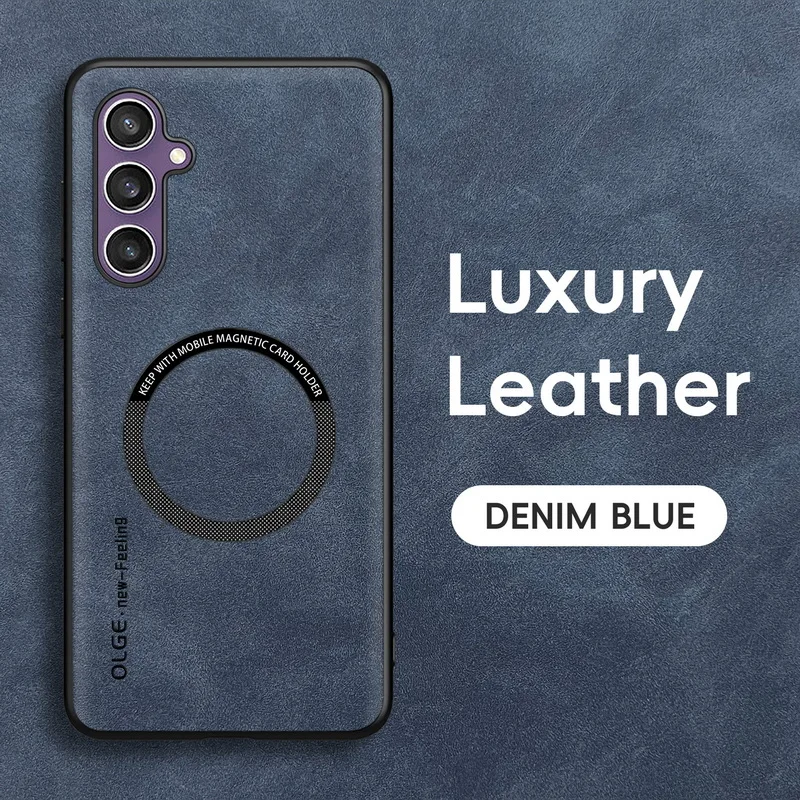 thumbnail image 1 of Magnetic For Magsafe Leather Case For Samsung Galaxy S24 S23 S22 Ultra S23 FE S21 Plus Luxury Wireless Charge Phone Back Cover, 1 of 5