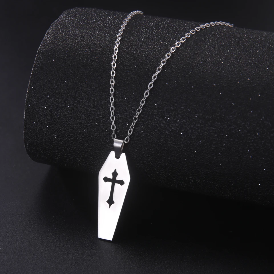 OSTAN Collana con Ciondolo a Forma di Croce, per Uomo (argento