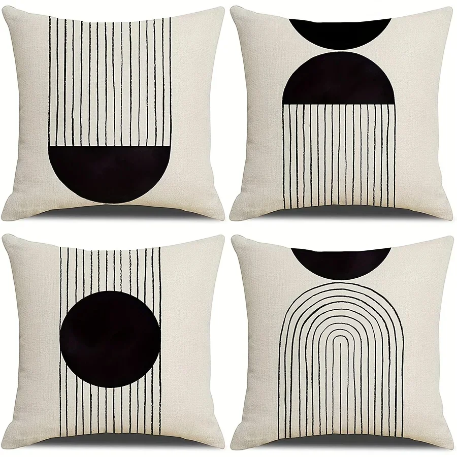 

Bohemian Style Pillowcase Medieval Modern Arched Sun Decorated Linen Throw Pillow Pillowcase Decorated Cushion Cover