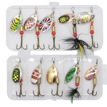 2.5g3g3.5g4.5g Lure Rotating Metal Fishing Hook Sequin Lure Portable Sequin Blade Fake Bait Kit with Barbed Crank Hook Fish Hook