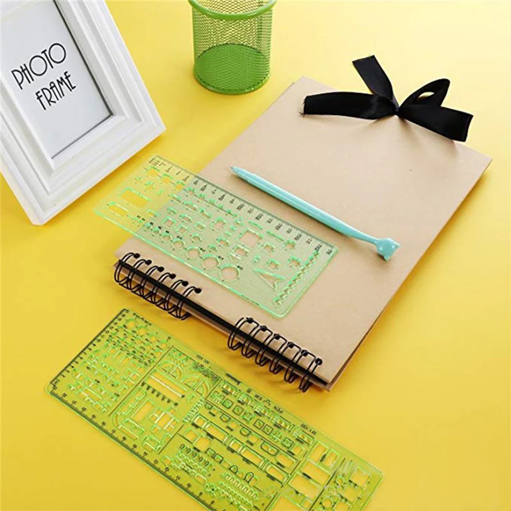 6 PCS Drawing Templates Building Formwork Geometric Design Office Furniture Drawing Measuring Template Ruler for School Office