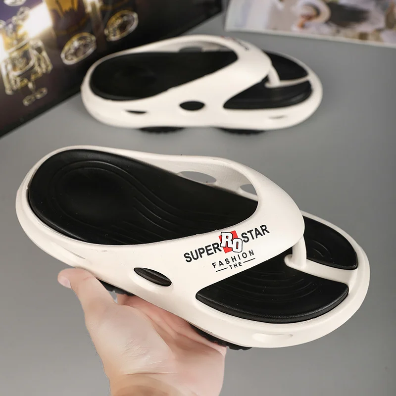 2024 Summer Men Flip Flops Cool Men Slippers Outdoor Beach Slides EVA  Soft Thick Soled Shoes Men Sandals