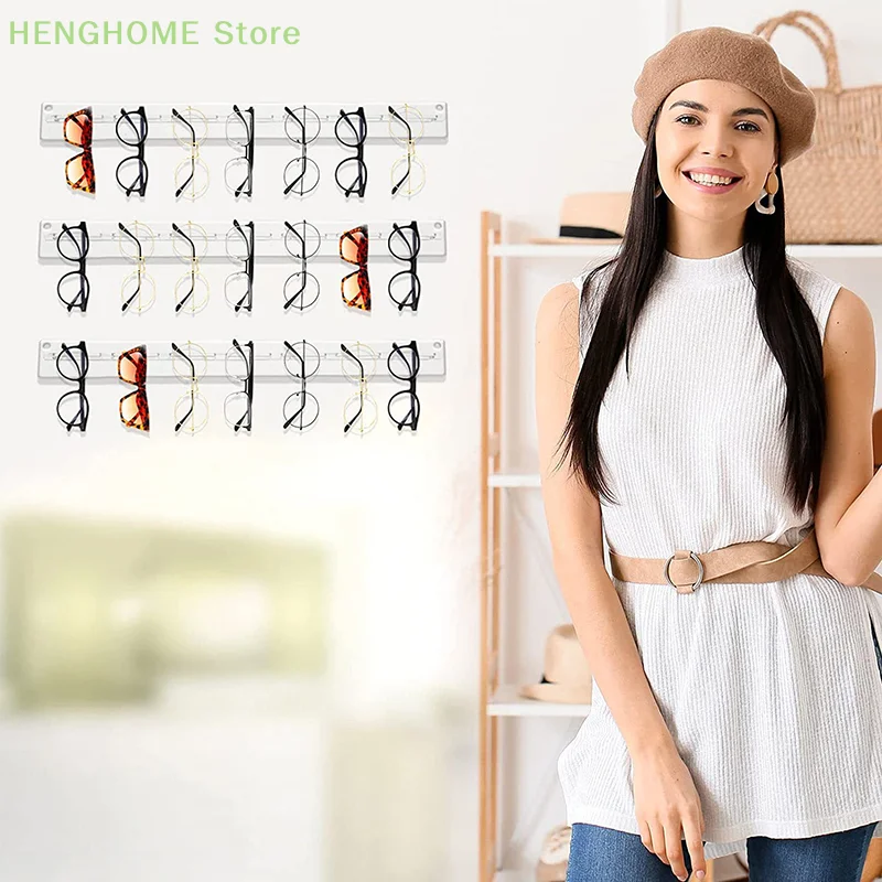 Wall-Mounted Acrylic Eyeglasses and Sunglasses Display Organizer, Storage Rack and Jewelry Shelf