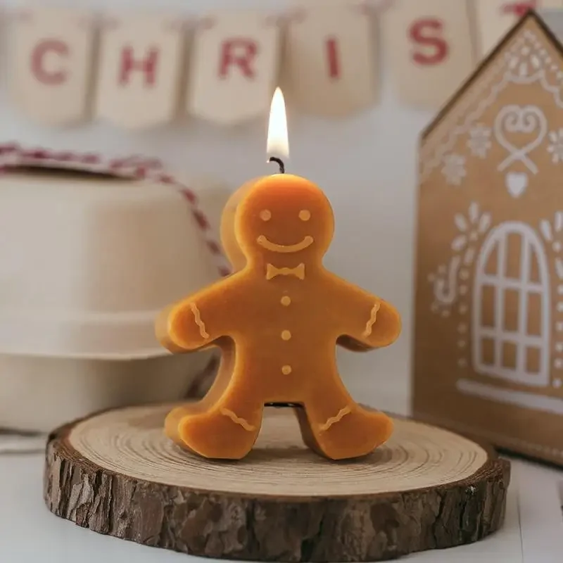 

3D Gingerbread Man Candle Silicone Mold DIY Handmade Scented Candle Making Wax Mould hocolate Fondant Mold Christmas Decor Gift