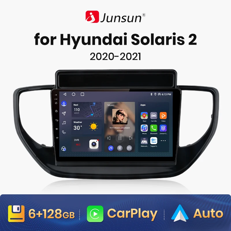

Автомагнитола Junsun V1 для Hyundai Solaris 2 II 202 -2021, 4G, GPS