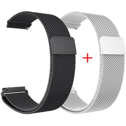 Premium Milanese Magnetic Loop Bracelet Set - 2 Pack, 18mm/20mm/22mm, Color 2 Band for 18mm Universal (Black-Silver)
