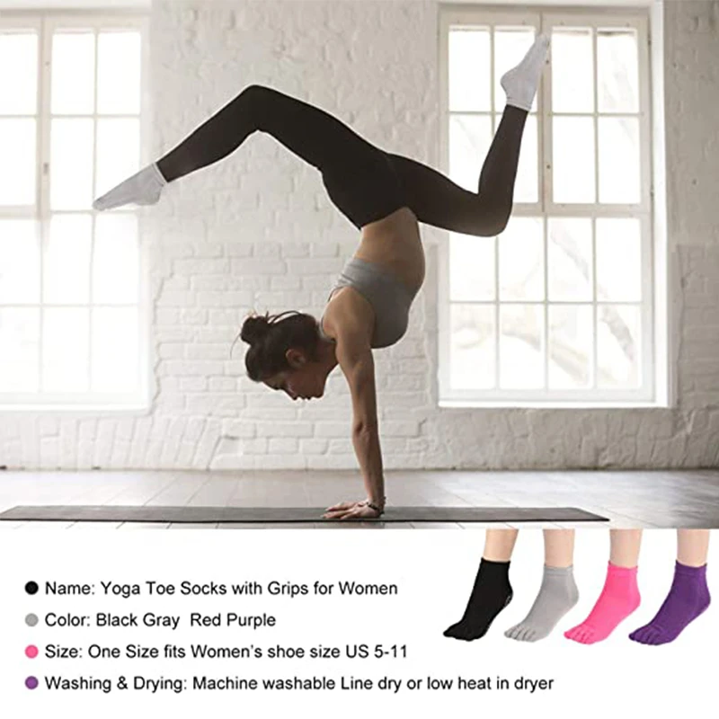 Women Anti-Slip Yoga Sock Ballte Sox Girls Ladies Pilates Colourful Five Finger Sock Ballte Fitness Gym Sport 5 Toe Elastic Sock 8 S3d4c8cdc935d4df6817e806ac8424d7fu
