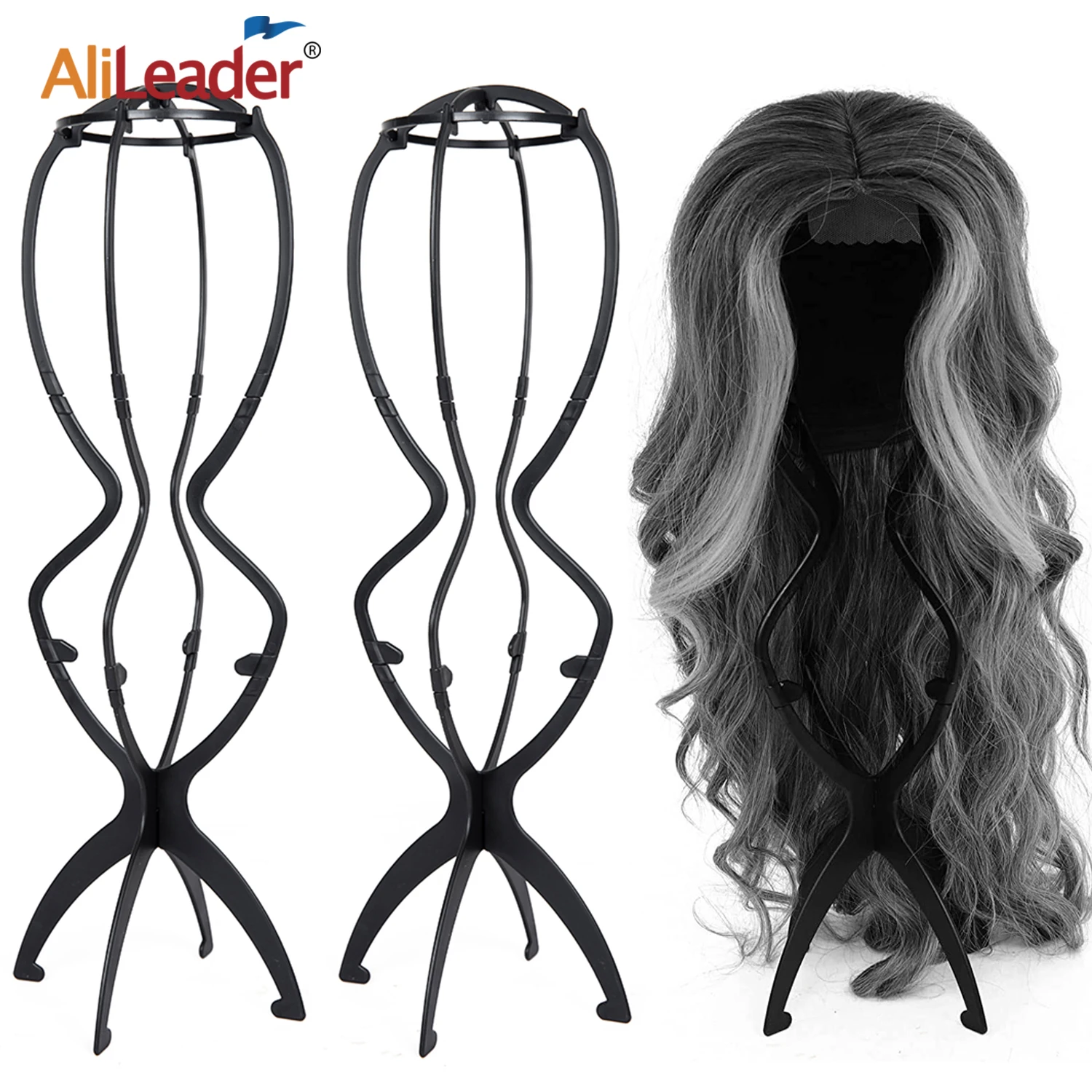 휴대용 플라스틱 모자 디스플레이 가발 스탠드 홀더, 긴 가발, 블랙 화이트 접이식 하이 가발 스탠드, 거치대 헤어 디스플레이 