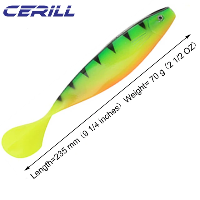 Cerill 1 PC 23.5 cm Silicone Fishing Lure Paddle Tail Pike Big