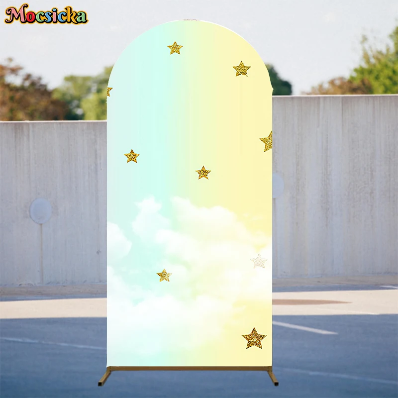

Mocsicka Star Arch Background Photography Colour Cloud Baby Shower Girl Children Birthday Party Wedding Backdrop Decor Photozone