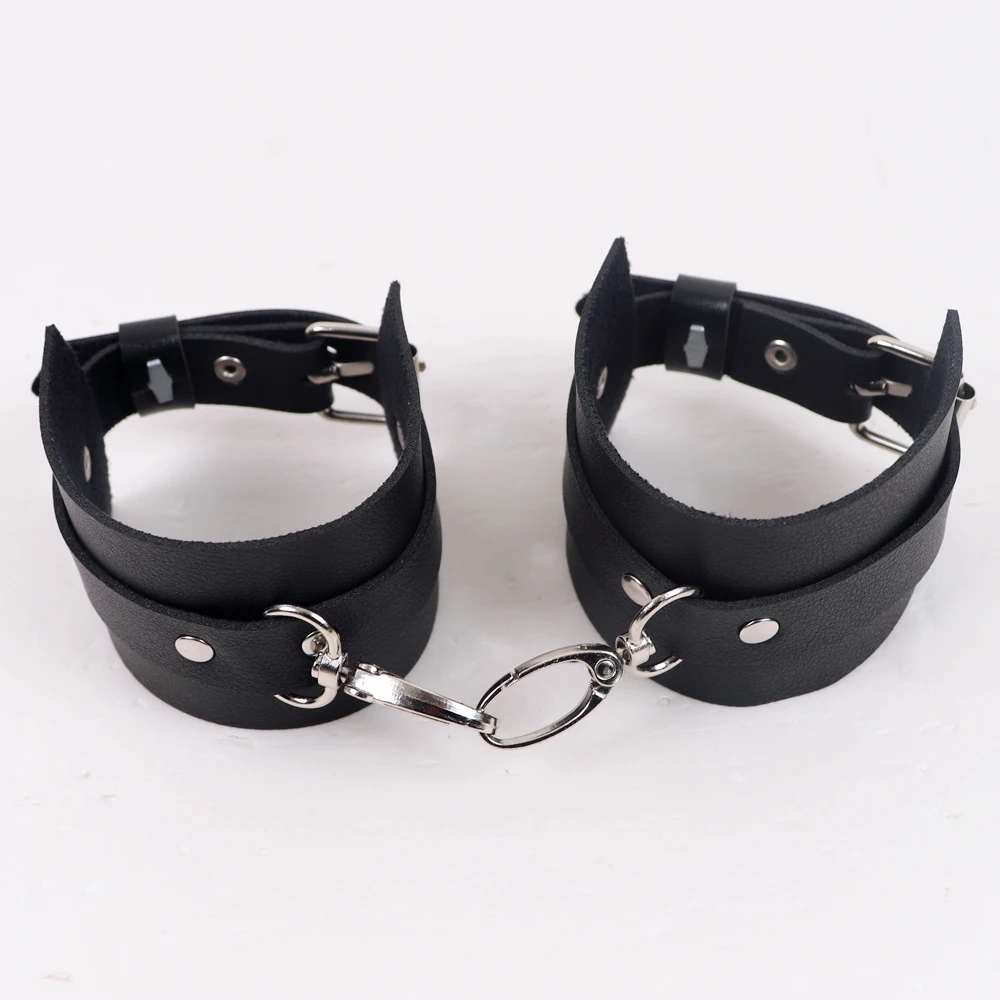 Sexy Adjustable Leather Handcuffs For Sex Toys For Woman Couples Hang Buckle Link Bdsm Bondage Restraints Exotic Accessories