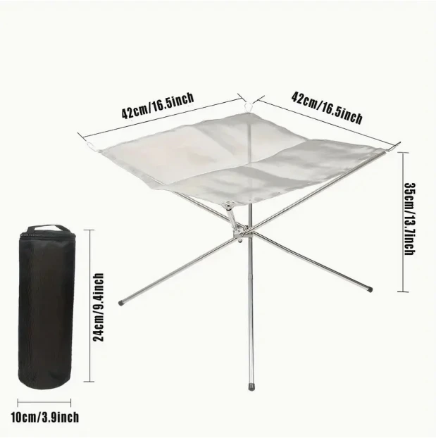 Outdoor Camping Campfire Fire Rack Foldable Mesh Fire Pit Wood Stove Frame Rack for Garden Backyard BBQ Bonfire,camping fire pit