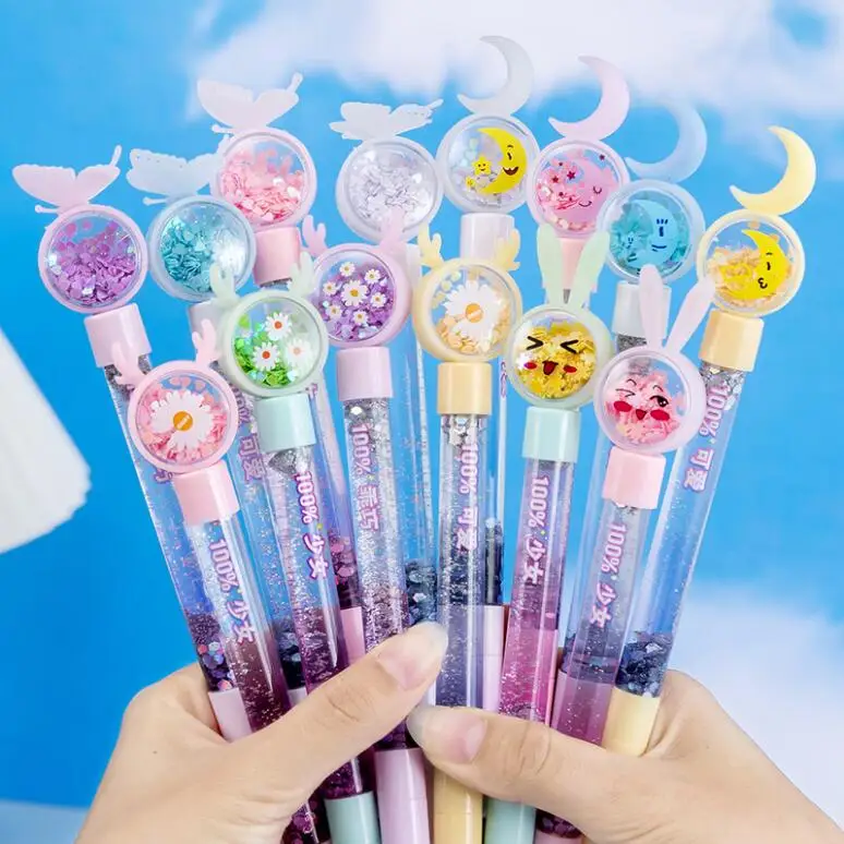 

40 pcs/lot Cartoon Rabbit Gel Pens For Writing Cute Cat 0.5 mm Black Ink Signature Pens Quicksand Oil Pen Office School Supply