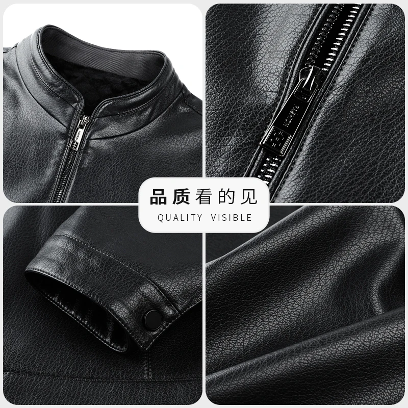 Men Leather Jacket YN-336 Spring And Autum Men's Stand Collar Natural Sheep Leather Jacket Thin Leather Jacket Men's Business Casual